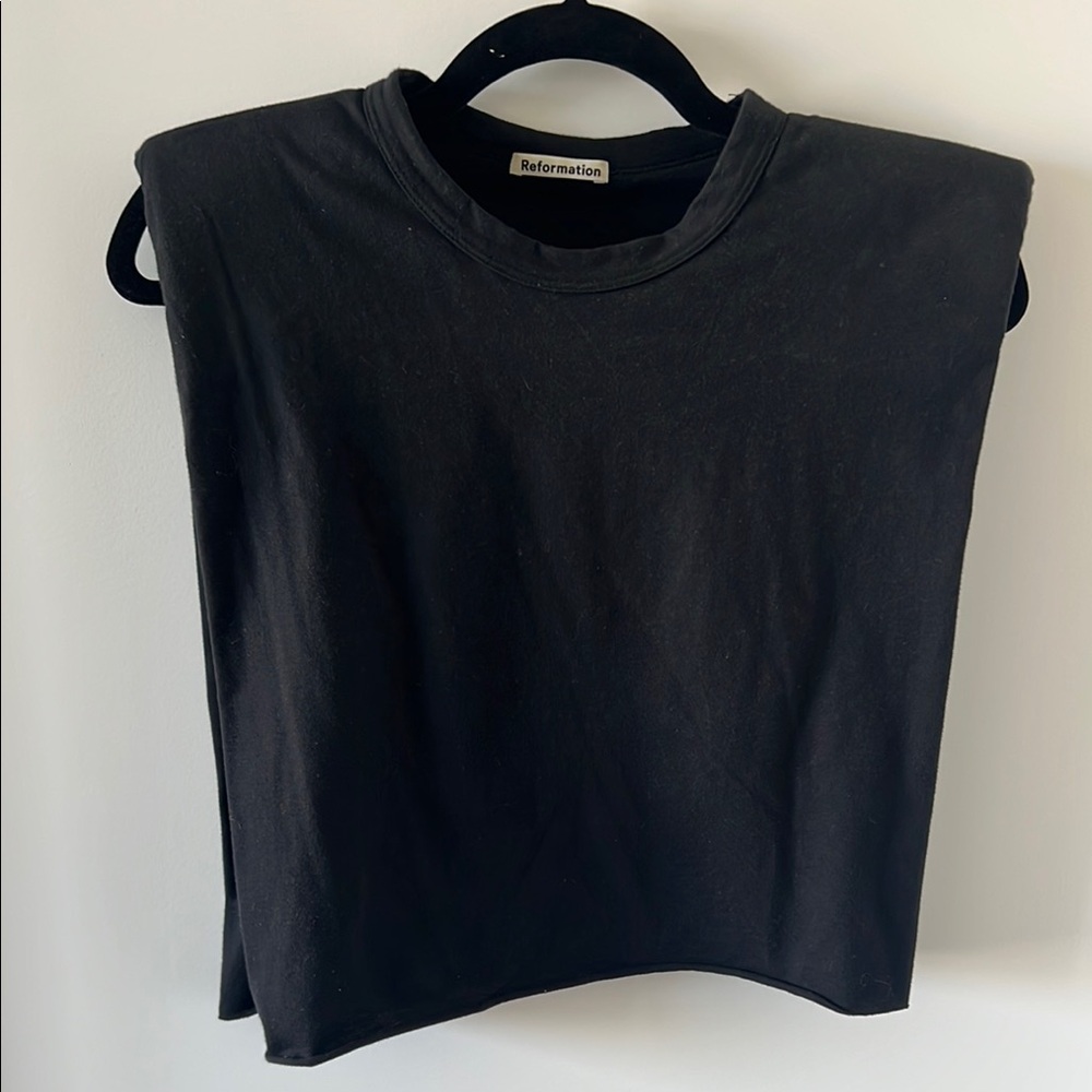 Reformation Belfort Black Sleeveless Crop Top